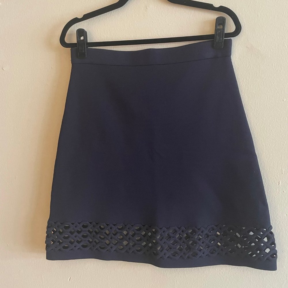 Navy Ann Taylor Skirt w/ Lattice Detailing Size M